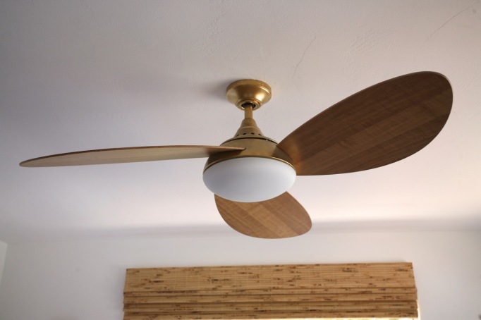 Spray Painting a Ceiling Fan Gold Brass Modern Light Wood Mid Century Harbor Breeze Avian Ceiling Fan